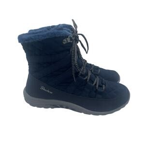 Skechers Reggae Fest Moro Rock Faux Fur Lined Boots Booties Navy Blue Womens 6